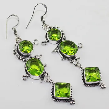 価格 ペリドットイヤリングシルバーオーバーレイ銅、 73 ミリメートル、 E0999