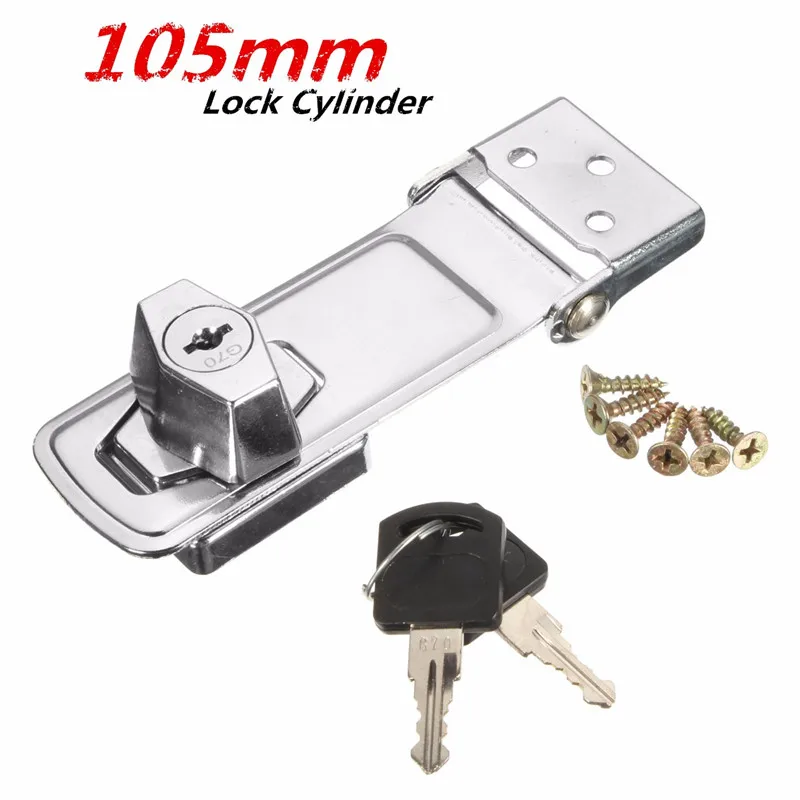 

105mm Stainless Steel Plating Self Locking Security Hasp Staple 2 Keys Lock Shed Cupboard Padlock