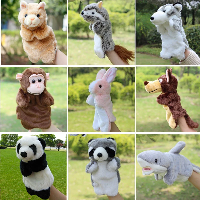 

Animal Hand Puppet Marioneta Puppet Dolls Plush Elephant Panda Cat Hand Doll Learning Baby Toys Marionetes Fantoche Puppets