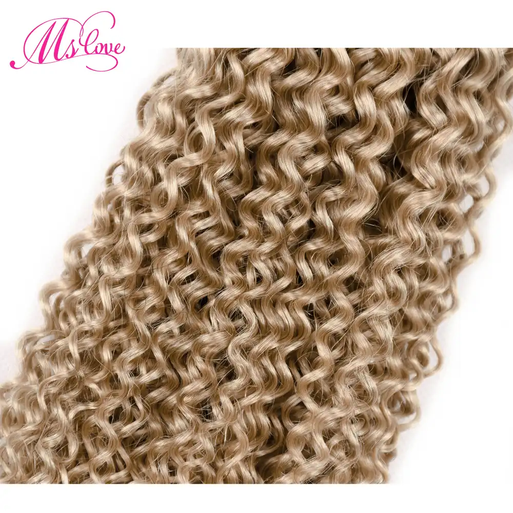 Ms Love Kinky Curly Hair Dark Root 27 Blonde Bundles With Closure Brazilian Curly Hair Ombre Bundles With Closure