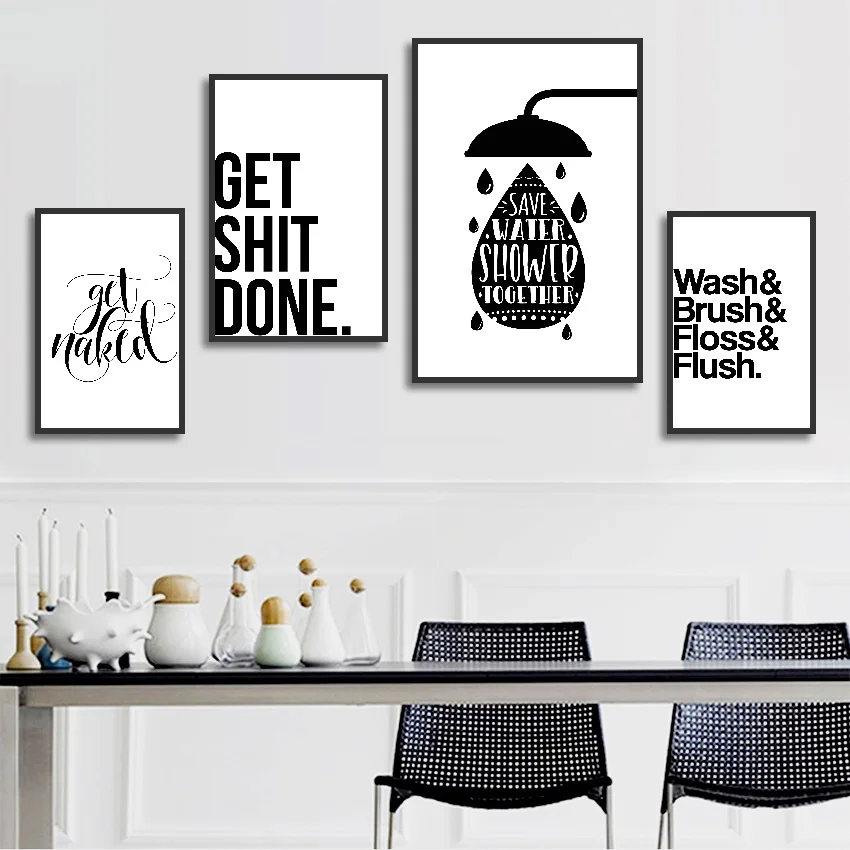 Bathroom Fun Words Nordic Bathroom Decorative Toilet Personality Ideas Canvas Painting Unframed Wall Art Prints