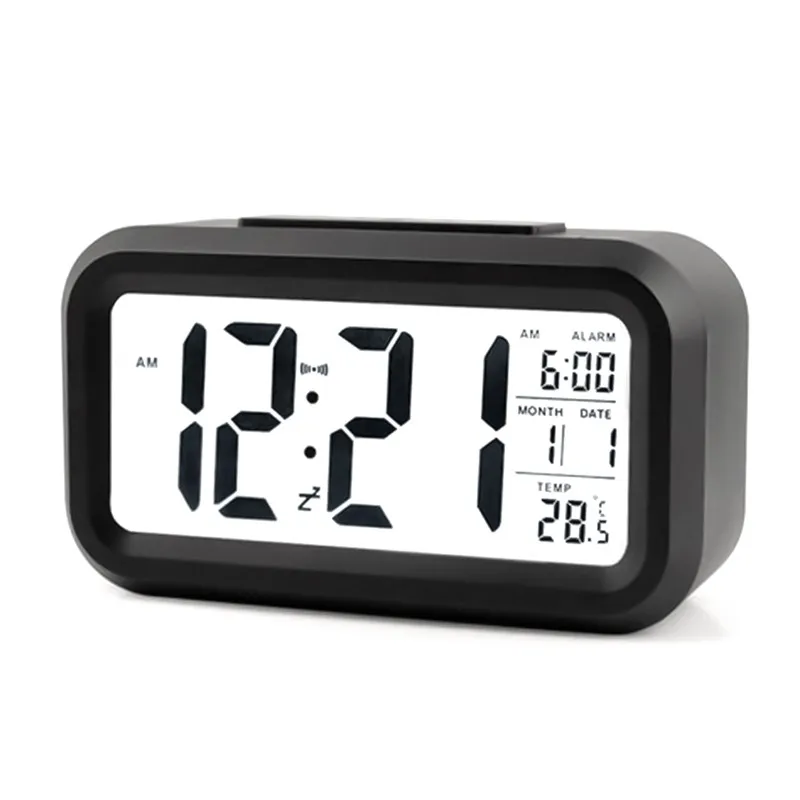 

LED Silent Alarm Clock Digital Table Clock Electronic Snooze Smart Wake Up Electronic Light Sense Home Decoration Alarm Clock