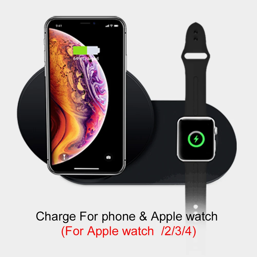 Ascromy 2 в 1 Беспроводное зарядное устройство для iPhone XS Max XR 8 Plus XS X держатель для Apple Watch Series 4 3 2 быстрая индукция Qi Chargeur