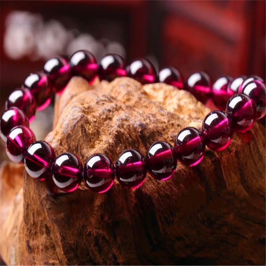 Natural Purple Garnet Bracelets 8mm Women Men Rare Stretch Clear Crystal Round Bead Bracelet Drop Shipping AAAAAAA