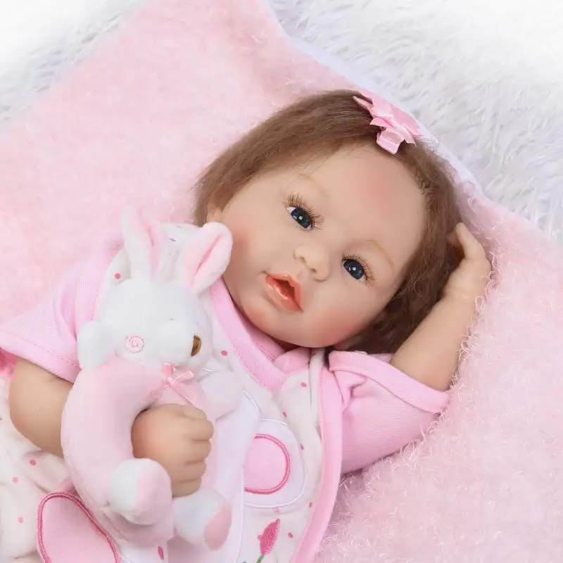 

Bebe Soft Silicone Reborn Baby Doll Toys 22" Lifelike girl reborn Baby Doll Child bonecas Brinquedos reborn