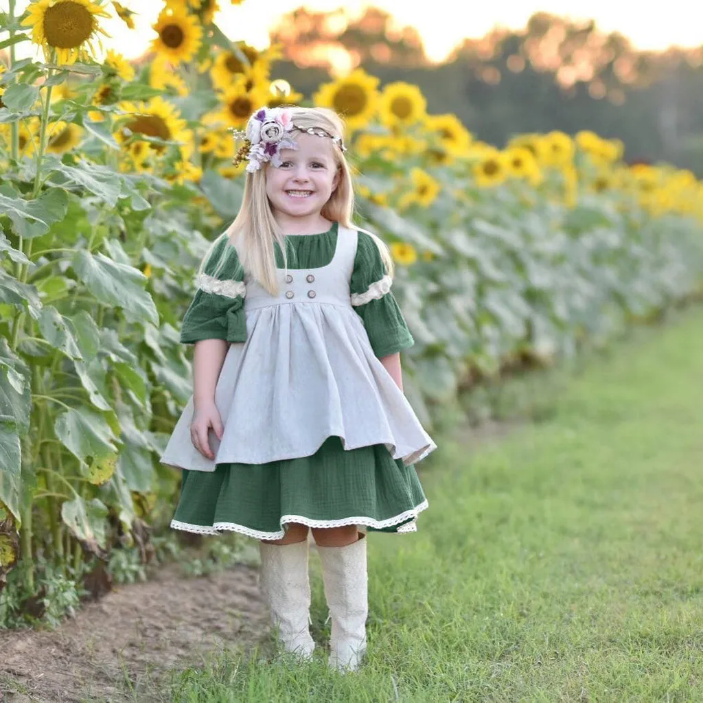 Платье для девочек Детские платья vestido однотонное платье с расклешенными