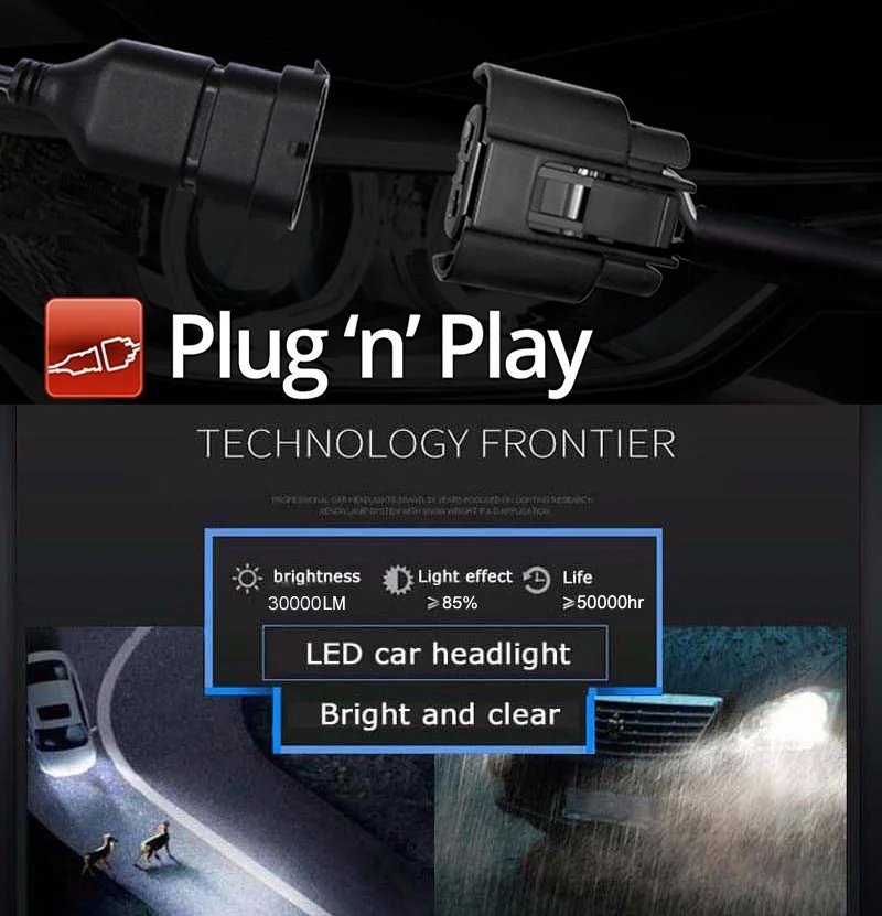 LED Headlight Kit 120W Super Bright 4-Sides White H4/HB2/9003 11/8/9 H13 9004/HB1 9005/HB3 9006/HB4 9007/HB5 H16 5202 Car Bulb