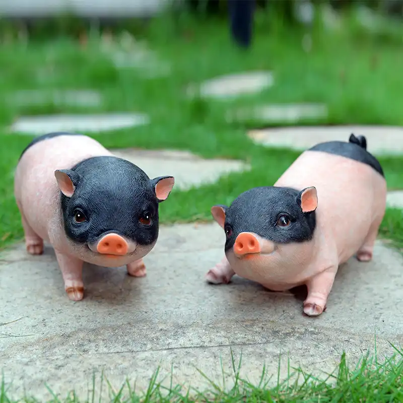 Realistic Mini Pig Animals Resin Craft Ornaments Handcraft Home Garden Decor