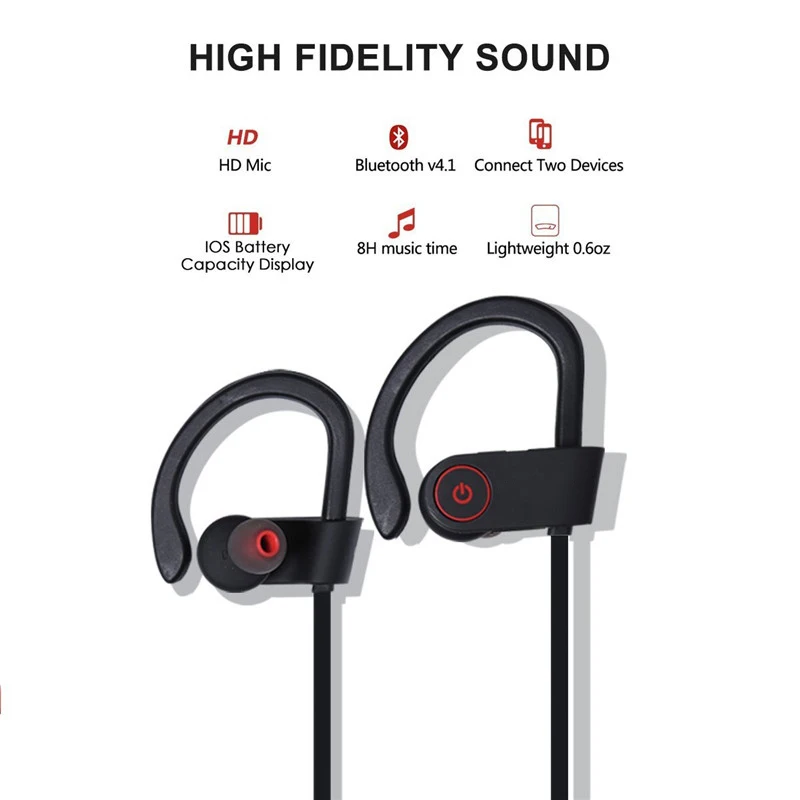 Bluetooth наушники стерео фитнес для бега Спортивные Беспроводные iPhone X 8 7 6 Plus Samsung S9 S8