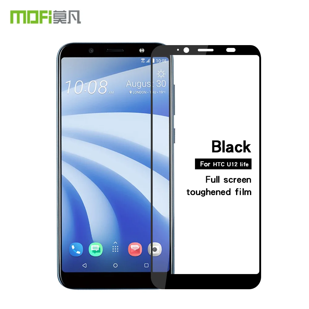 Black MOFi пленка для htc U12 Life glass закаленное Полное покрытие протектор экрана для htc U12 Life glass plus Защитная пленка защита - Цвет: Black