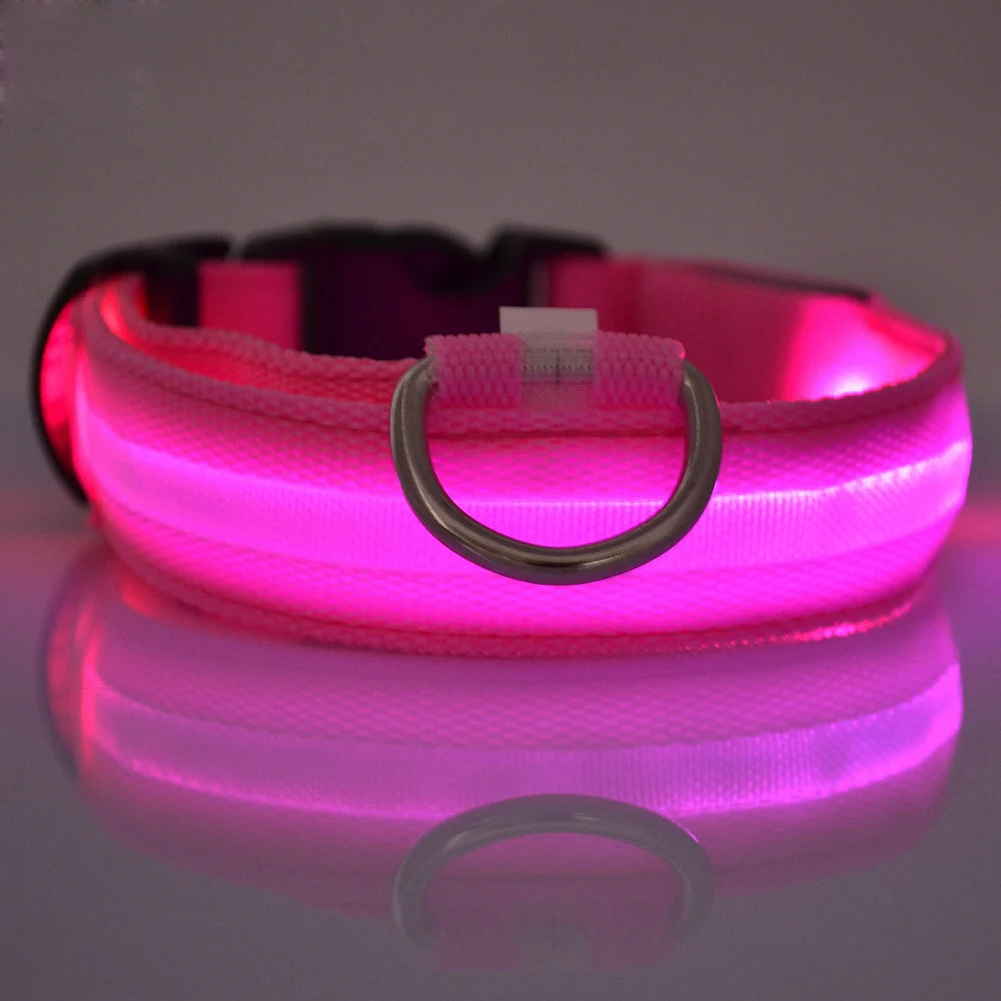 7 Color S M L Size Glow LED Dog Pet Cat Flashing Light Up Nylon Collar