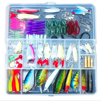 

Hot Sell! 106pcs/set plastic fishing lures Kit set with big 2-layer retail box assorted fishing bait kit fishing tackle freeship