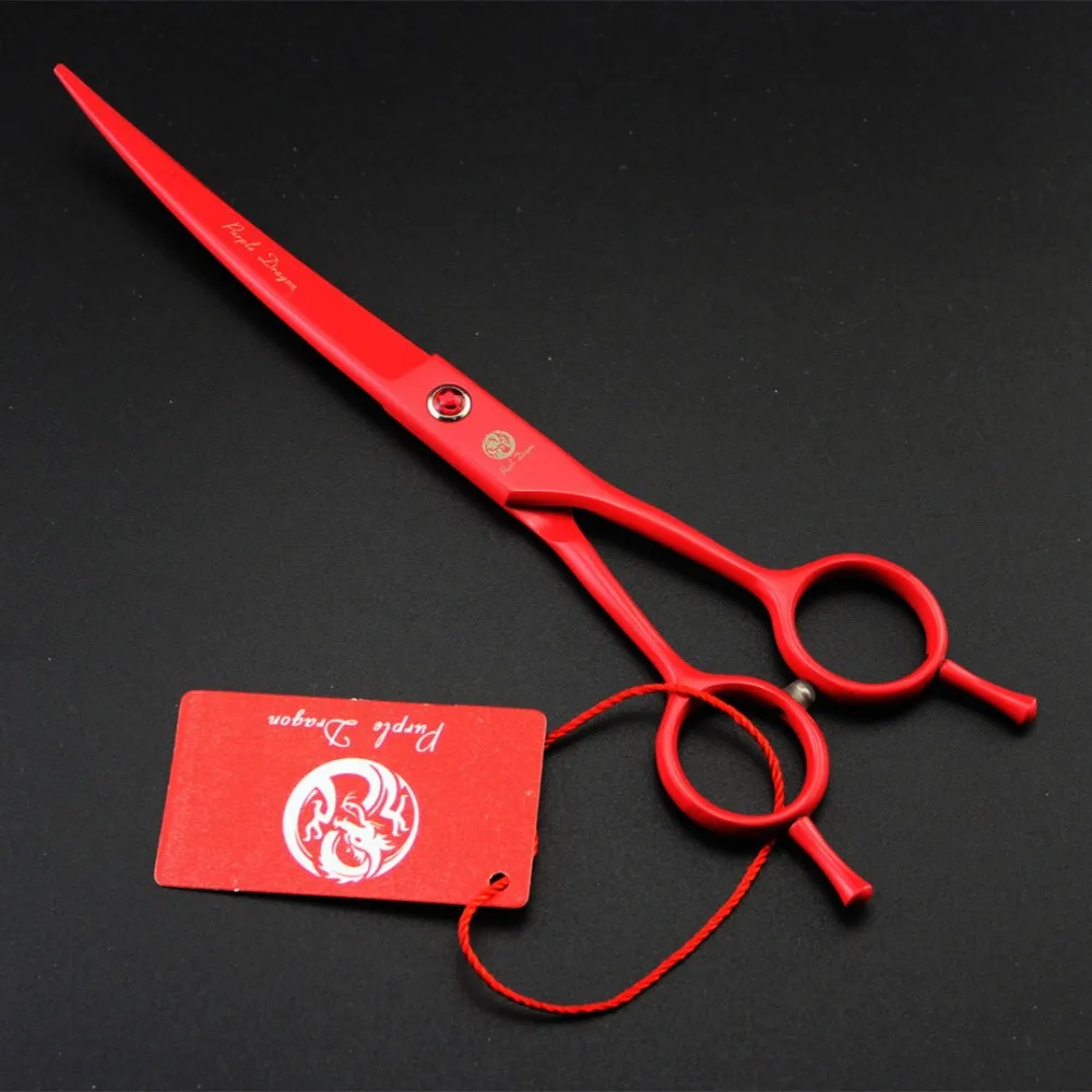 

7 inch red paint pet beauty scissors shear suit send comb