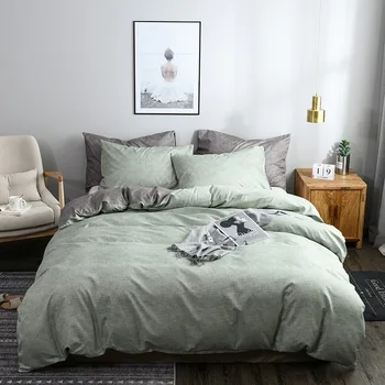 

High-quality Bedding Set Polyester Thickening Bed Duvet Cover with pillowcase Set green bule gray king size quilt cover