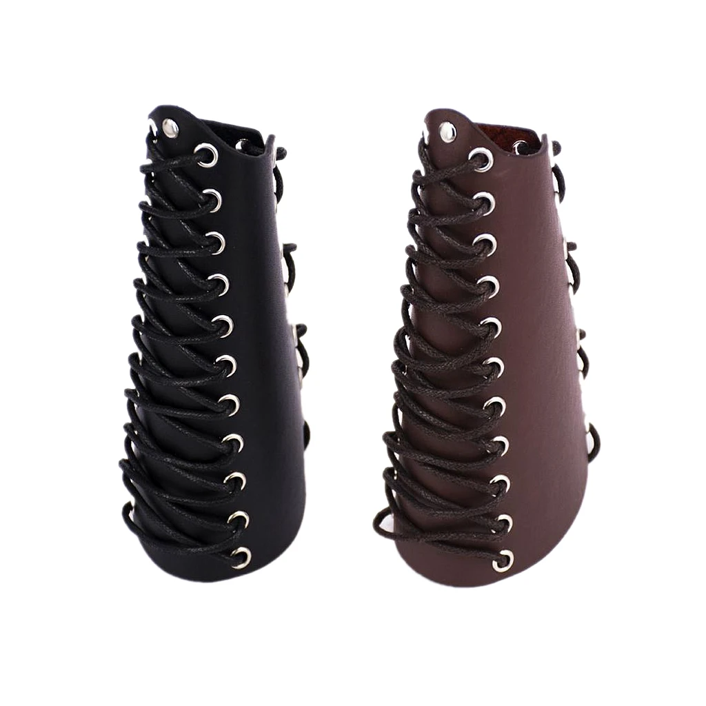  Archery Arm Guard Handmade Lace-up Cow Leather Arm Protector for Traditonal Bow Hunting Shooting Accessories Brown Black Unisex