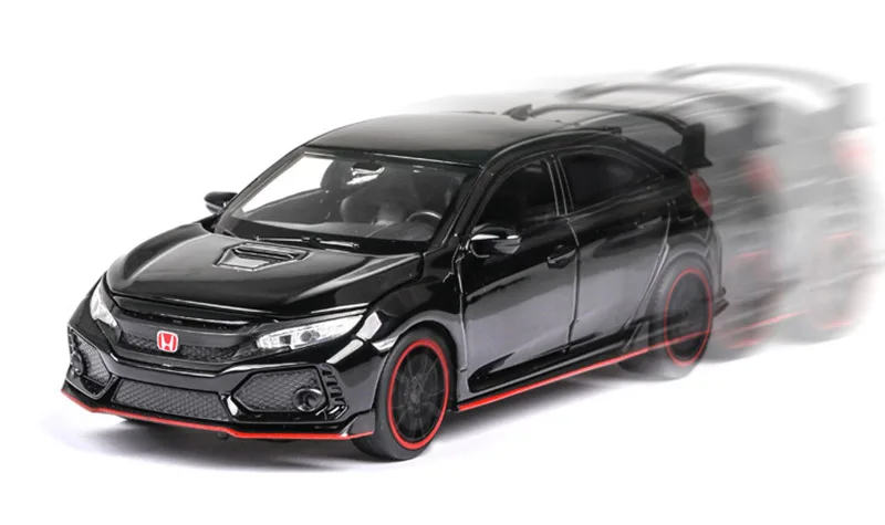 1/32 сплав Honda Civic Тип R Honda Модель игрушечных автомобилей литой металлический подвесной светильник звуковая Функция автомобиль коллекция игрушек автомобиль