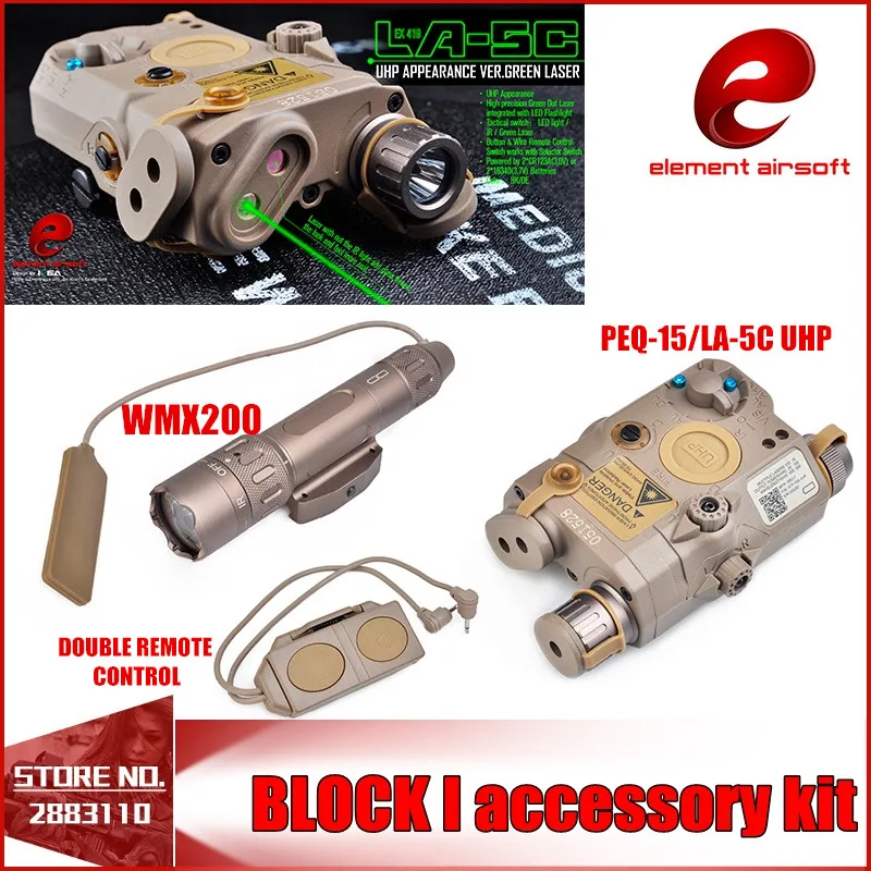 

Element Airsoft Flashlight SF PEQ LA-5C BLOCK II IR and Green Laser Tactical Light Combo With Remote Light Tail Switch EX424 HOT