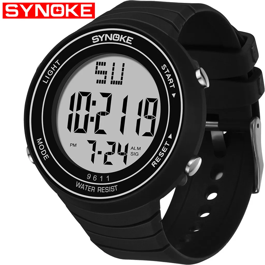 SYNOKE модный спортивный бренд для мужчин цифровые часы электронные Спорт на открытом воздухе Multi Функция тенденция большой экран модные