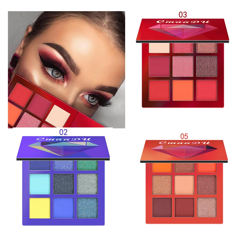 

CmaaDu 9 Colors Glitter Eye Shadow Palette Powder Pigment Cosmetics Shimmer Nude Makeup Palette Maquillaje TSLM1