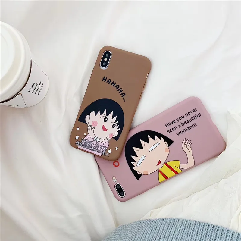 

Cartoon lovely Chi-bi Maruko Cover Case For iPhone X 10 XS MAX XR 6 6S 7 8 Plus anti-fall shield Phone Coque