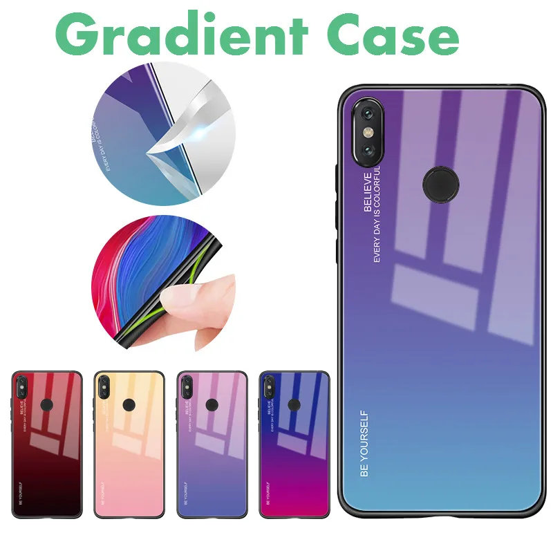 

New Gradient Tempered Glass Case For Xiaomi Mi9T Redmi K20 Pro Cover For Mi 9 9SE 8 A2 Lite Redmi Note 7 6 5 Pro 6A 5 Plus Case