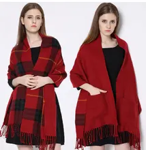 2016 Winter Womens Scarfs Fashionable Cashmere Dual Use Wool Shawls And Scarves Plaid Tassel Tartan Vintage