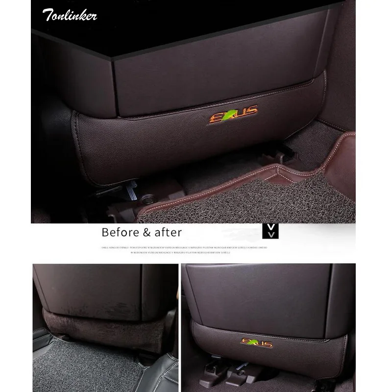 

Tonlinker Cover Case Stickers for Lexus RX200t 450h NX ES 2016 Accessories 2 PCS Car Styling PU leather back seat anti-kick pad