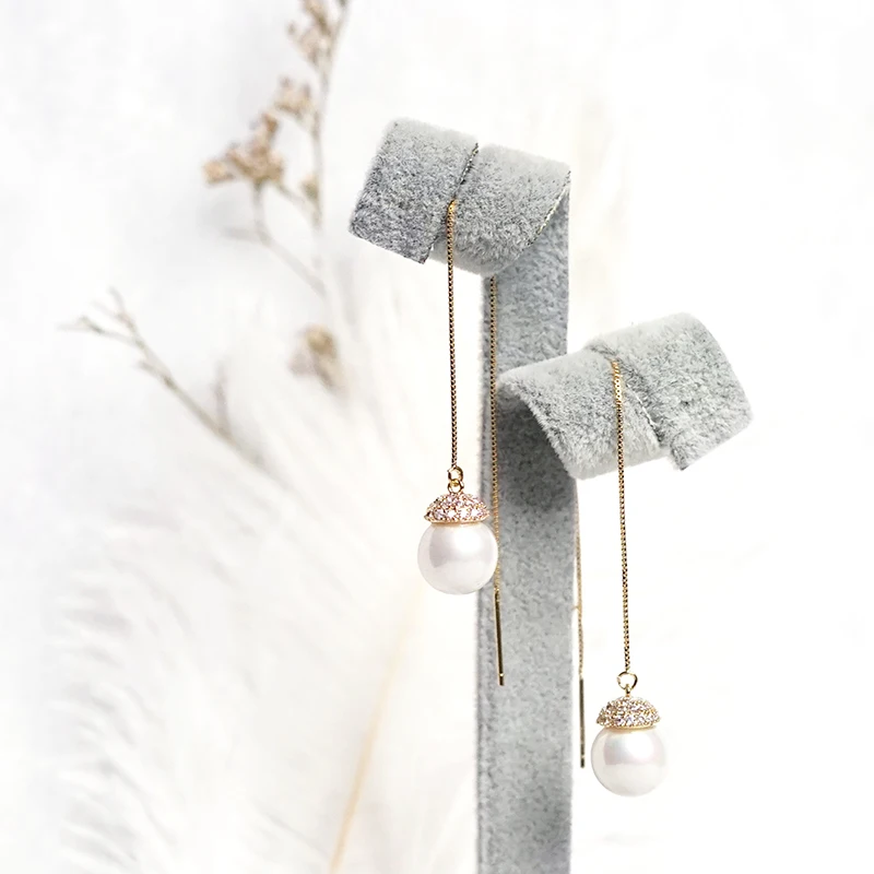 Yamlee искусственный жемчуг Сияющий Циркон Ear Thread Длинные Висячие серьги для Для
