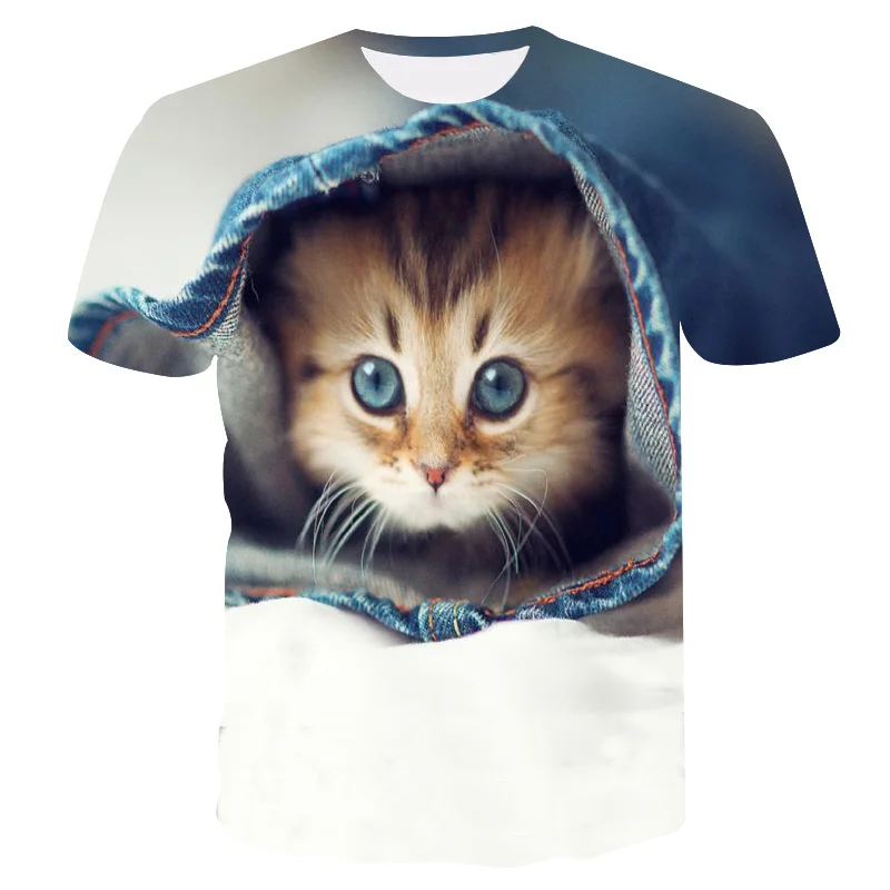 Женская футболка с рисунком ночной кошки, короткий рукав, топ, 3d, Harajuku, футболки, топ размера плюс, футболка с животными, женская футболка, Прямая поставка M-5x - Цвет: Фиолетовый