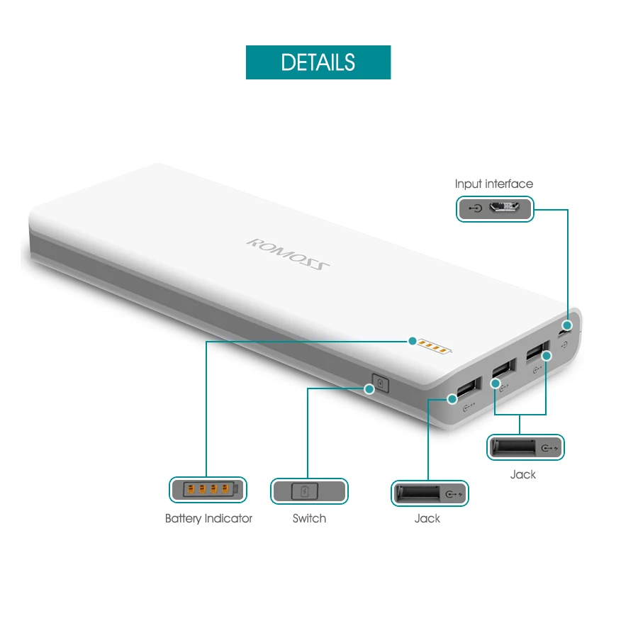 ROMOSS Sense9 внешний аккумулятор 25000 мАч Sense 9 внешний аккумулятор 5 В 3 USB выход зарядное устройство для iPhone Xiaomi huawei samsung