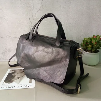 

clearance promotion women 100% genuine leather black top-handle bag for female casual soft cowhide one shoulder crossbody bag