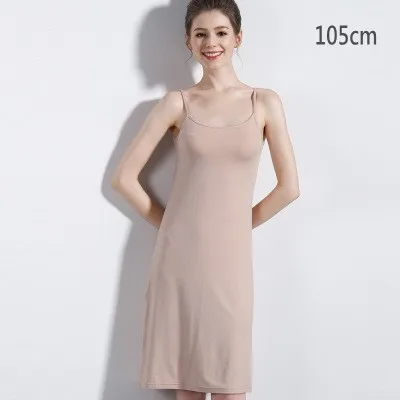 105cm nude Женские лифчики, платье-комбинация с бретельками, длинное платье под платье, однотонная Нижняя юбка, внутренняя Нижняя юбка, рост от 90 до 120 см - Цвет: 105cm nude