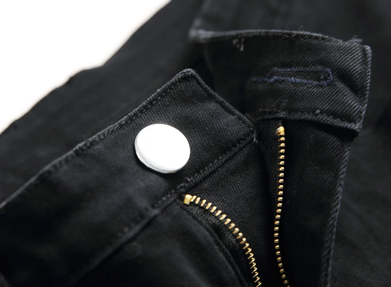 New Fashion Mens Brand Pencil Jeans Skinny Ripped Destroyed Stretch Printed Jeans Slim Fit Hip Hop Denim Pants For Men