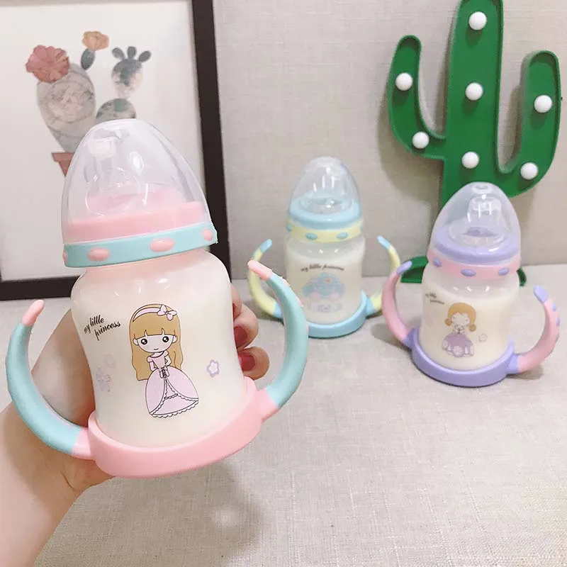

250ml Cute Princess Baby Feeding Cup with Straw Children Learn Feeding Drinking Bottle with Handle Kids Training Cup