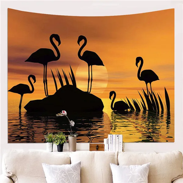 OL02-3 Flamingo Elk Deer Tapestry Printed Pattern Decorative Wall Cloth Tapestries Hanging Fabric Scenic Backdrop Home Decor Decoration - Цвет: OL02-3