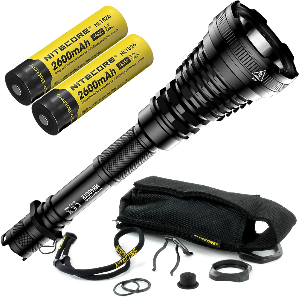 NITECORE MH40GTR с 2x18650 батареями 1200 люмен Ультра дальность 1004 м охотничий поисковый фонарь Тактический перезаряжаемый фонарь - Испускаемый цвет: 2x 2600mAh Batteries