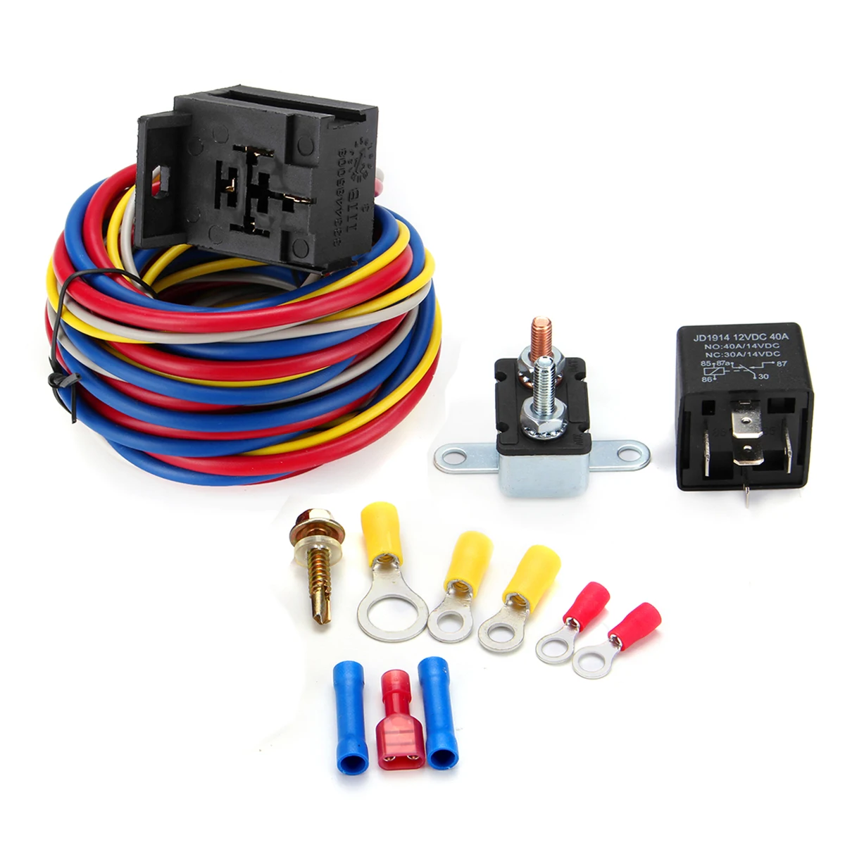 

Electric Cooling Fan Relay Wiring Harness Kit Relay & Circuit Breaker Wiring Harness with Accessories SBC SBF 302 350 454