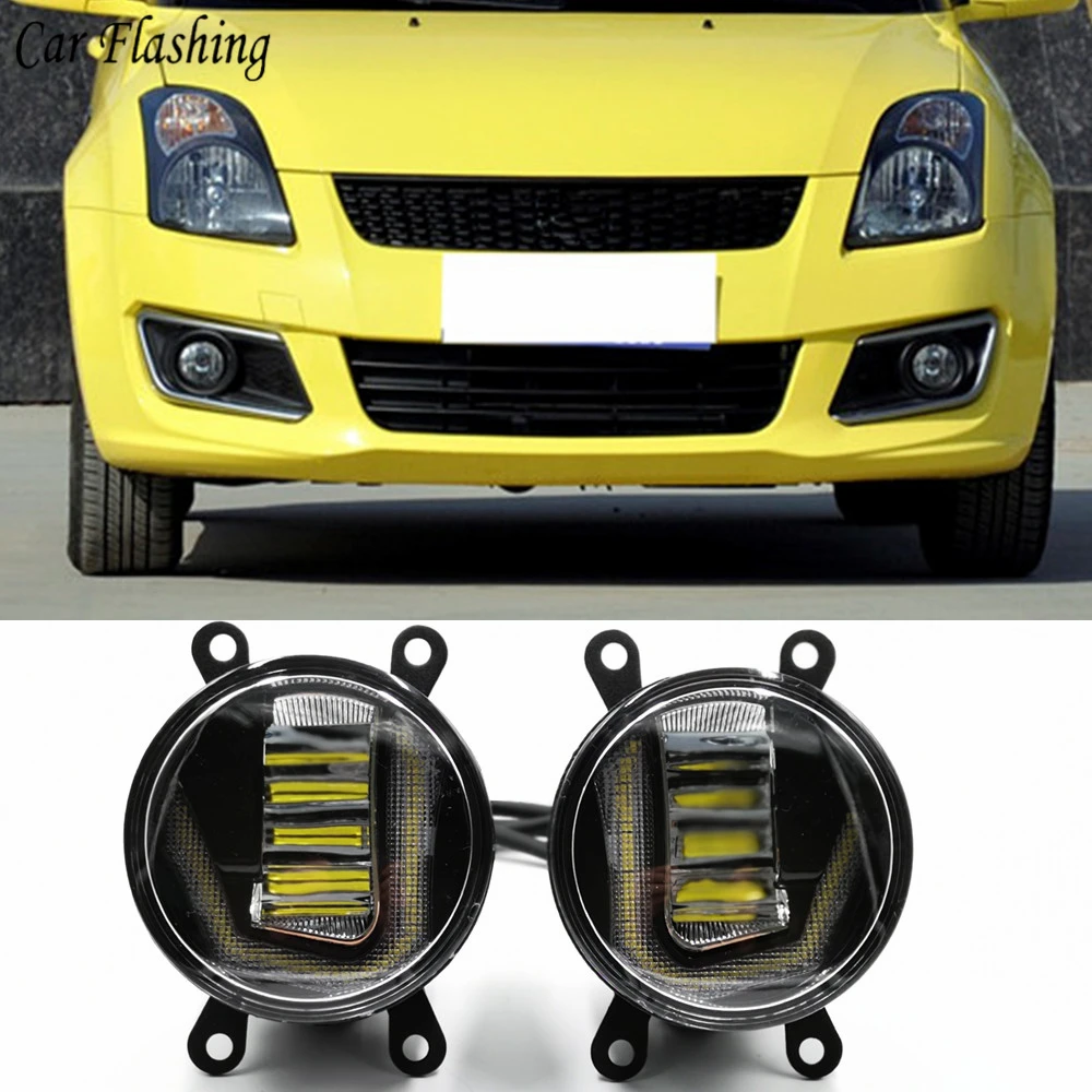 3 в 1 функции авто светодиодный DRL Дневной светильник автомобиля проектор противотуманная фара с желтым сигналом для Suzuki Swift 2005