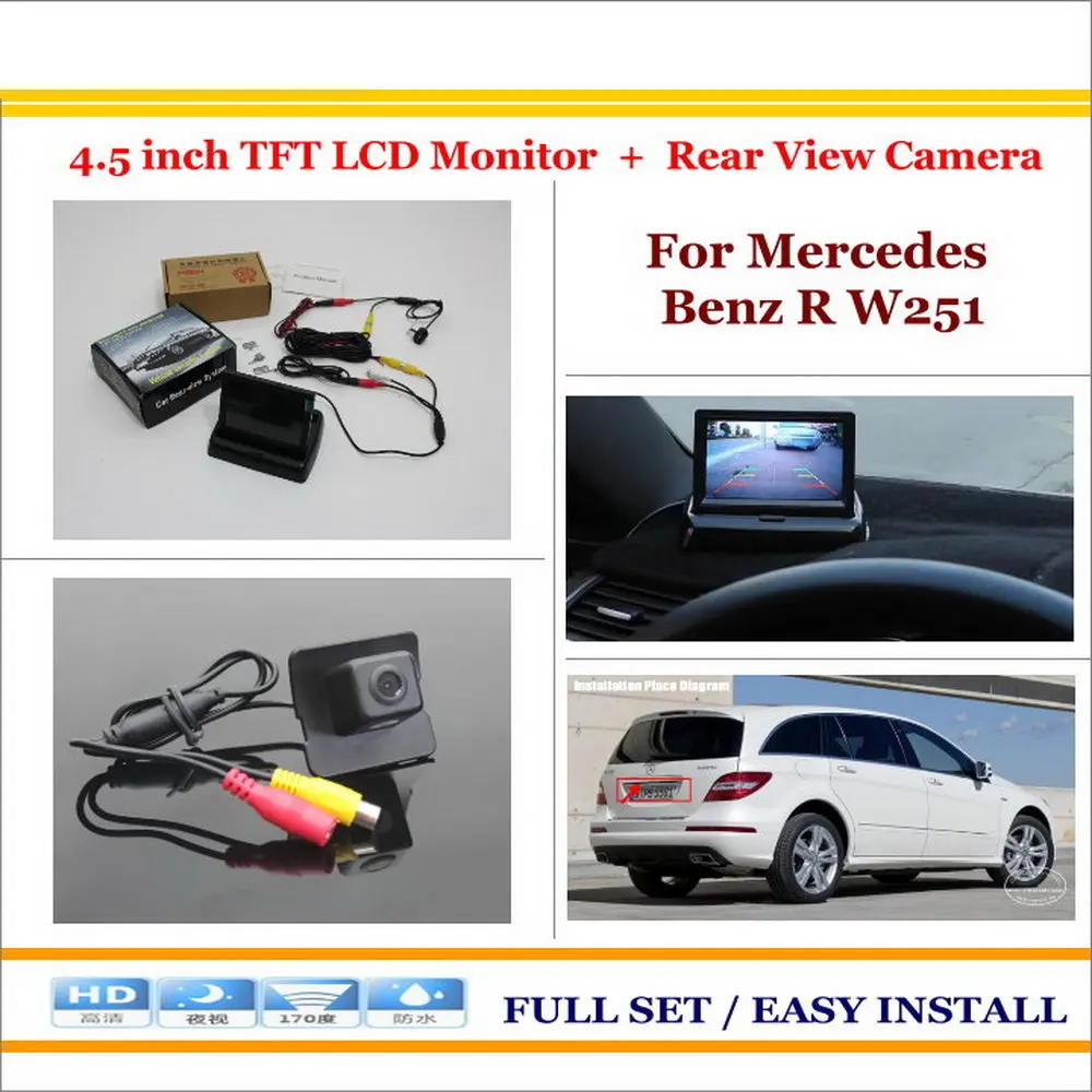 Liislee для Mercedes Benz R W251 2006~ 2013 Автоматическая машина для упаковки в обратная Камера+ 4," Цвет ЖК-дисплей монитор = 2 в 1 система парковки заднего вида