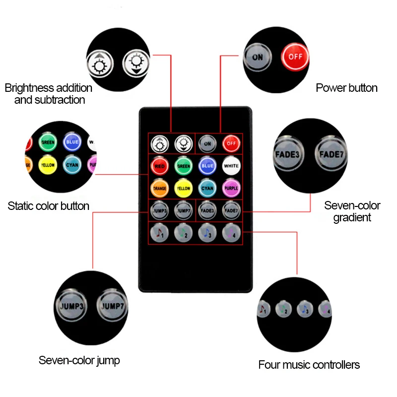 4 шт. Автомобильные светодиодные ленты RGB с пультом ДУ|Декоративная лампа| |