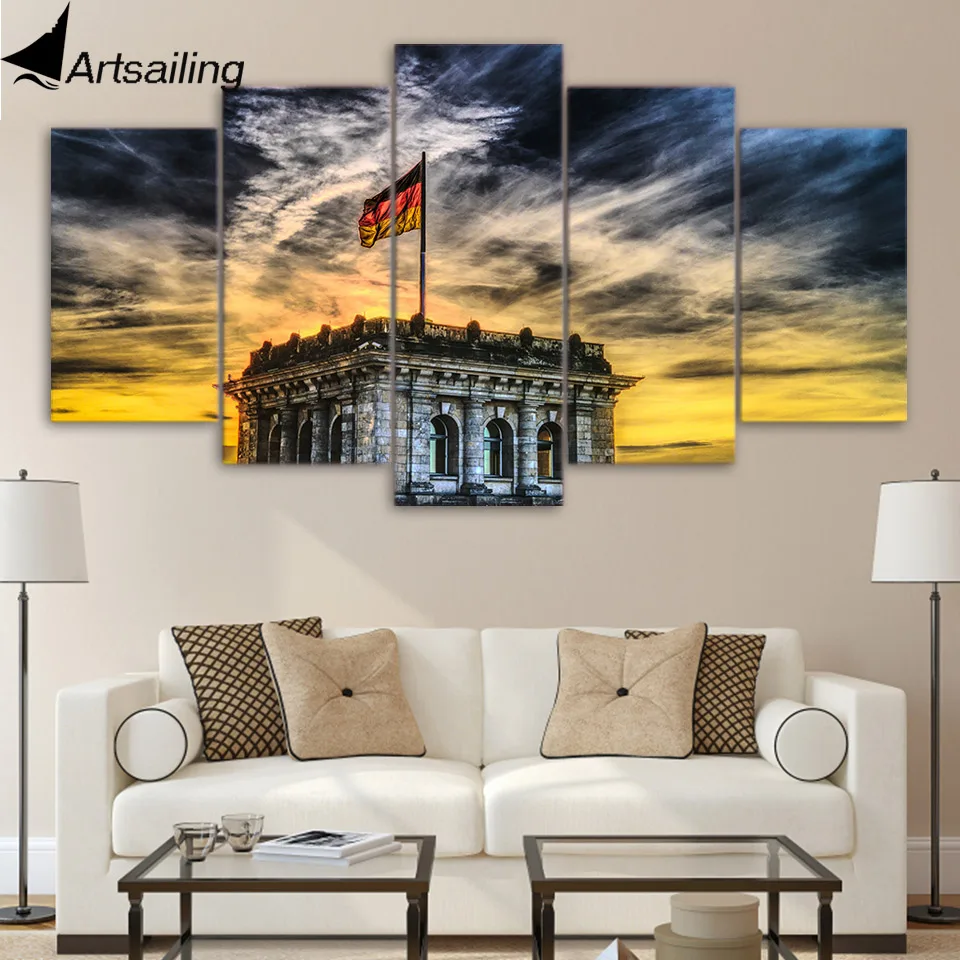 5 Panel Painting Canvas Germany Flag Wall Art Picture Home Decoration Living Room Canvas Print