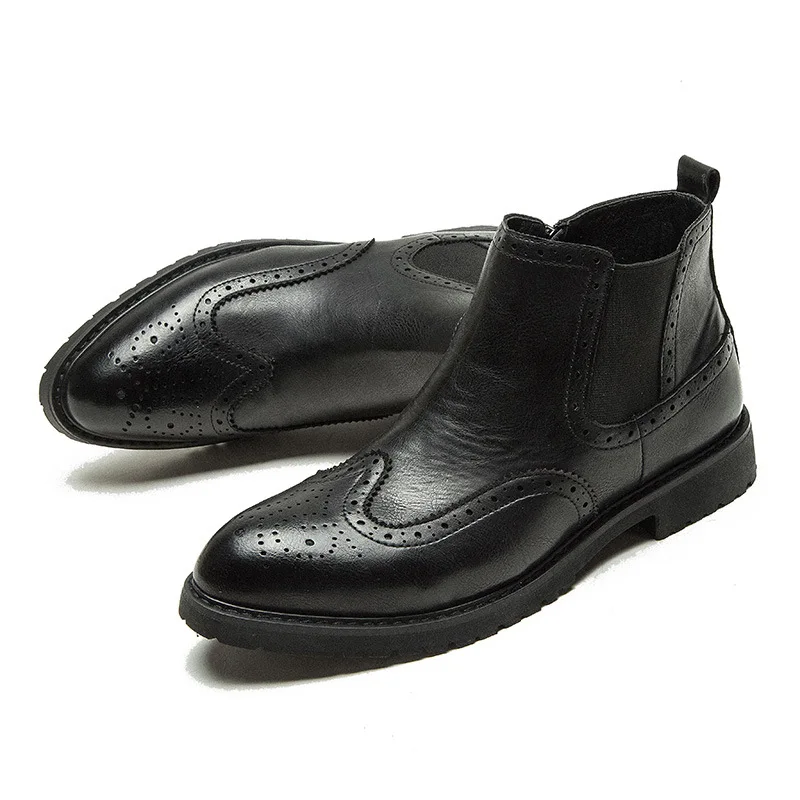 NPEZKGC/сезон осень-зима; ботильоны челси из натуральной кожи; Мужская обувь в винтажном стиле; классические мужские повседневные ботинки в байкерском стиле