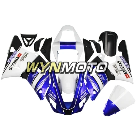 ABS Пластик впрыска темно сине-белые черный полный Мотоцикл Обтекатели для Yamaha YZF R1 2000 2001 обтекатель комплект капоты