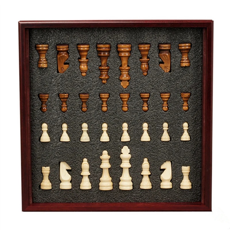 Pattern Chess Pieces Wood Coffee Table Professional Chess Board Family Game Set Traditional Game qenueson