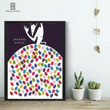 Пользовательское имя, дата DIY пара отпечаток пальцев Подпись гость книга для свадебные подарки и подарки юбилейный чернильный коврик