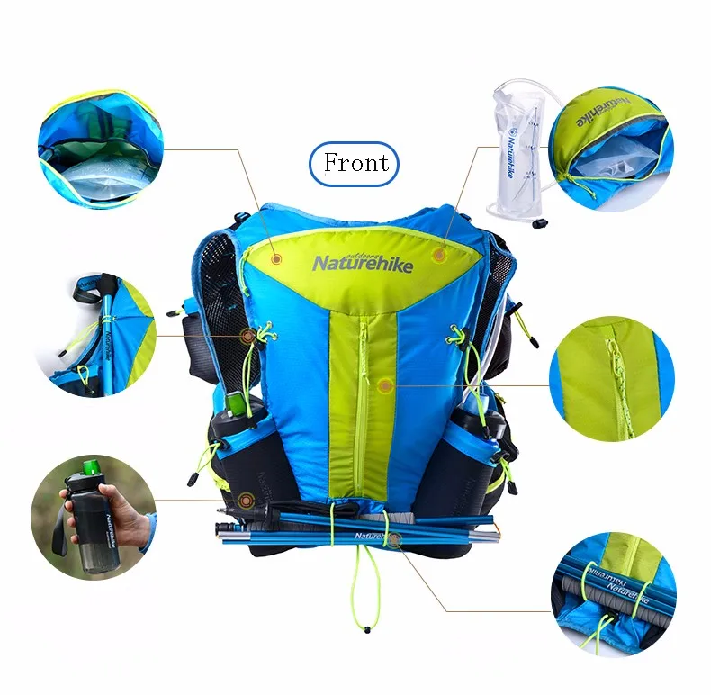 Naturehike открытый рюкзак 12L Сверхлегкий спортивная сумка портативный водонепроницаемый унисекс Runnning походный рюкзак закрывает тело