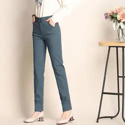 Nonis Высокая Талия Для женщин прямые брюки женские плавки женские брюки Повседневное 2019 Демисезонный карандаш зауженные брюки