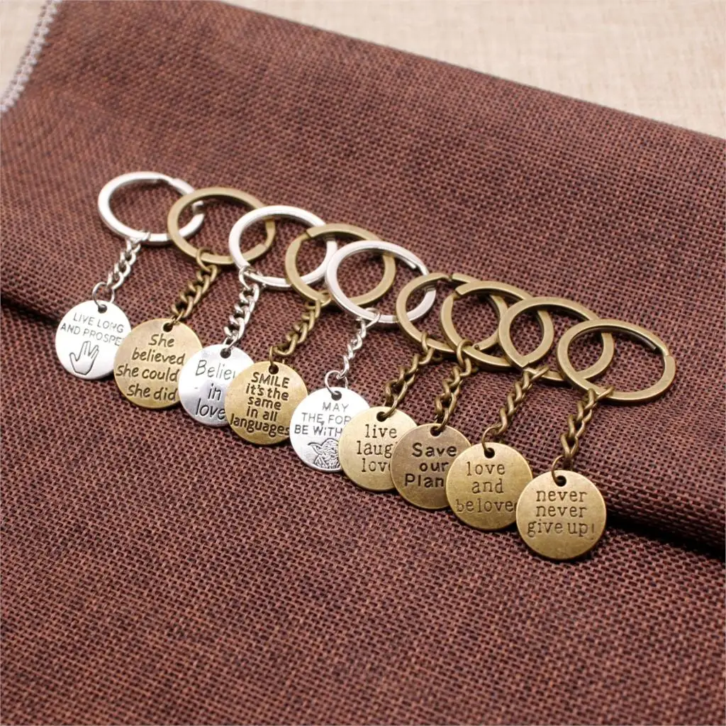 

3 Piece keychain car key text round tag key accessories girlfriend