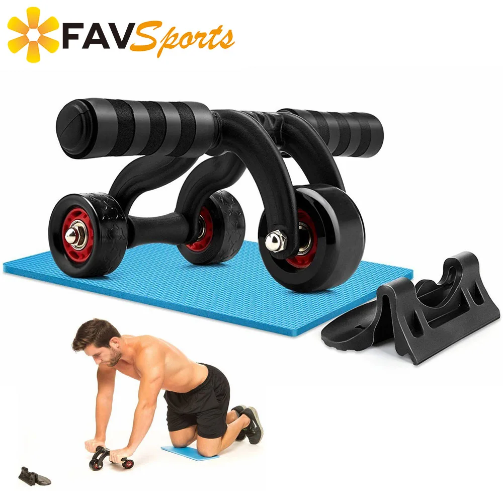

1 Set/ 3pcs Ems Trainer Fitness Abdominal Roller 3 Ab Wheel Neat and Portable Arms Workout Machineadominales with Knee Mat