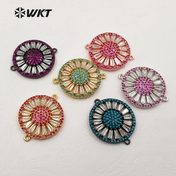 

MC251 WKT New Coming Round Flower Shape With Crystal And Cubic Zirconia Pave Connector For Fashion Jewelry Making Accessory